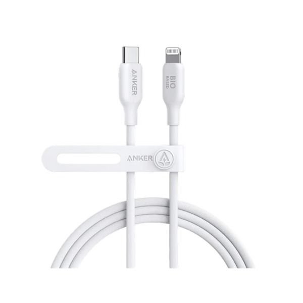 A80B2H21_7a632a61-8eee-4aaa-a9e3-66520ed19725.jpg Anker Bio Based And Durable 542 USB-C to Lightning Cable 6ft | White - Image 1