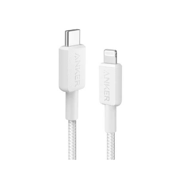 A81B5H21.jpg Anker 322 USB-C to Lightning Connector (3ft Braided) | White - Image 1