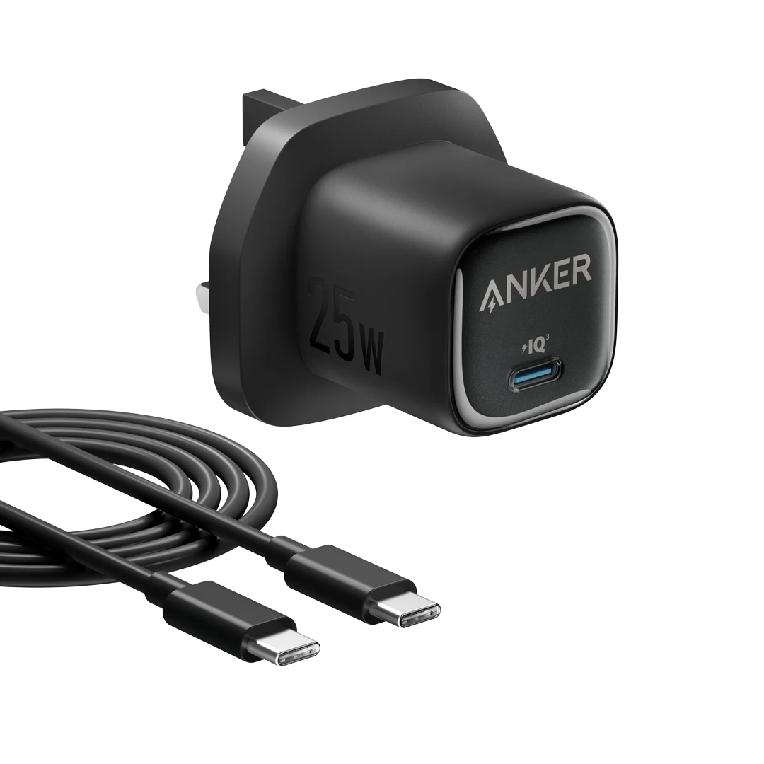 B2656K11.png Anker 25W Compact Charger with USB-C Cable 90cm | Black - Image 1
